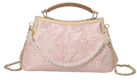Damen Abendtasche, Elegante Schmetterling Clutch, Vintage Handtasche | Retro Bestickte Schmetterling Blumen Tasche, Vintage Perlen Handtasche, Umhängetasche für Hochzeit, Ball & Feiern