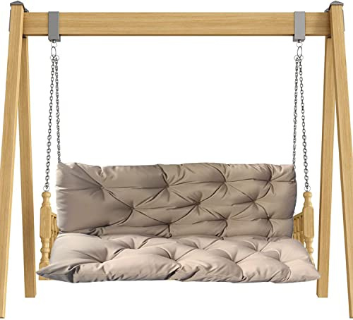 Extra dickes Outdoor-Bankkissen mit Rückenlehne, 2 - 3-Sitzer, Komfortpolster für Garten, Terrasse, Schaukel, Hängematte, Liegematte, Liegestuhl, wasserdicht, 100 x 50 x 50 cm, Beige