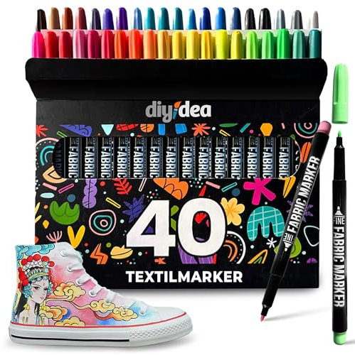 DIYIDEA Pennarelli per Tessuti 40 Colori Permanenti Non Tossici