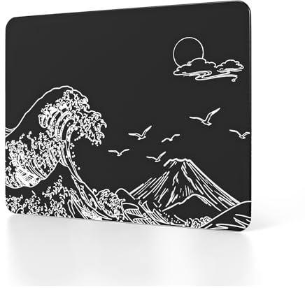 ATTACK SHARK CM05SE Gaming-Mauspad Aus Gehärtetem Glas, Ultraglatte Oberfläche, 9H Gehärtetes Glas, 16.14 * 12.2 * 0.2inch, Stoßfest, rutschfeste Mausmatte - Schwarz Wellen