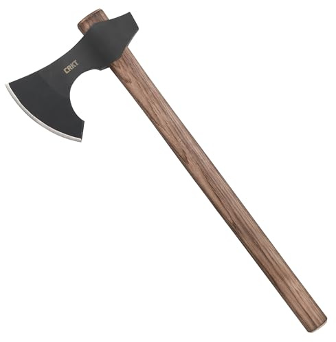 CRKT Berserker Axe: Two Handed Outdoor Axe, Forged 1055 Carbon Steel Blade, Hickory Handle 2736