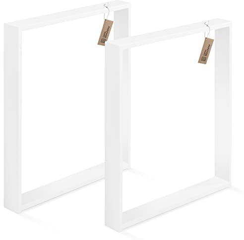 LAMO Manufaktur Tischbeine für Schreibtisch Esstisch, Simple Light, Vierkantprofil 60x20 mm, Tischgestell 60x72 cm (BxH), Weiß, 2 Stück, LTS-01-E-CC-9016