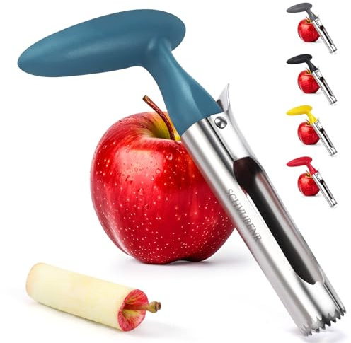 SCHVUBENR Premium Apple Corer Tool - Easy to Use and Clean - Sturdy Apple Remover with Sharp Serrated Tips - Stainless Steel Corers for Apple and Pear - Core Fruits with Ease (Blue)