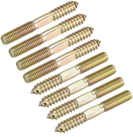 sourcing map Bulloni del gancio di M10x80mm, viti del tassello del filo della doppia testa 8pcs per la mobilia di legno