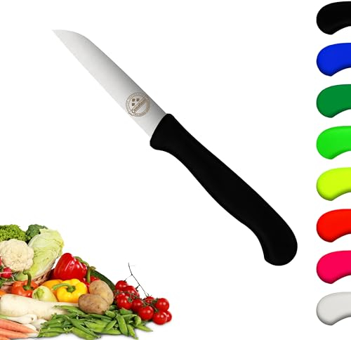 Solingen Messer, Kunststoffgriff - Schwarz, Premium Gemüsemesser, rostfreier Klinge, Chrom-Stahl, extra scharfes Küchenmesser, Dünnschliff & Handabzug, Made in Germany
