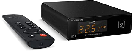 TOPPING E30 II DAC, 2xAK4493S DSD512 32bit/768kHz XMOS XU208 USB DAC, USB/Spdif auf RCA L/R Audio Adapter, Digital zu Analog Wandler für PC/Verstärker (Schwarz)