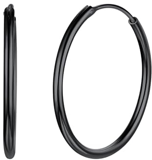 Silvora Creolen Silber 925 Damen Ohrringe Gold Silber Rosegold Schwarz | Hoop Earrings 20/30/50/70mm Durchmesser, Antiallergisch 925 Silber Ohrringe Creolen Modeschmuck für Damen Herren