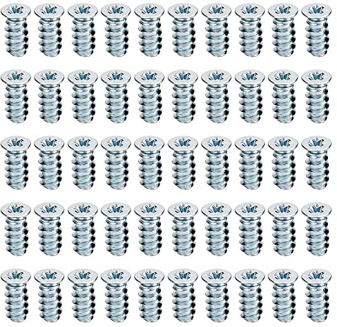 50 Pcs Euro Screws - 6.3mm x 13mm Hinge Screws for Kitchen Cabinets, Doors & Wardrobes