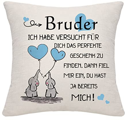 Bruder Geschenk Kissenbezug von Schwester - Geburtstagsgeschenk für Bruder