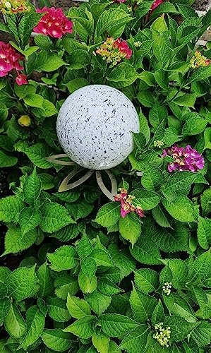 Jürgen Bocker Garten-Ambiente Blütenzauber Paris Rosenkugel 15 cm Edelstahl Gartenstecker Deko mit Stab 80 cm (weiß)