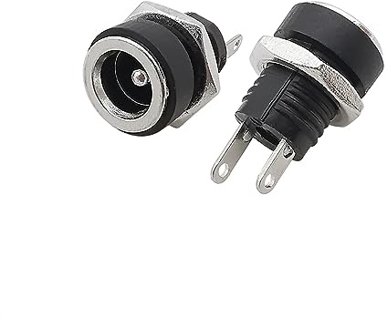 Einaus 10 stück dc buchsen 5.5 x 2.1mm Steckverbinder DC Netzteil Buchse Panel Mount Connector 5.5 * 2.1mm Power Jack DC Sockel Stecker 2-Bein Polig Klemmen Stecker Adapter