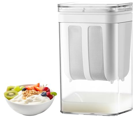 Golgner Greek Yoghurt Strainer, Yoghurt Whey Separator, Yoghurt Filter Yoghurt Maker, 1100 ml Yogurt Strainer with 80 Mesh Stainless Steel Mesh Strainers, Reusable for Yoghurt Soy Milk Juice Tea