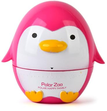 Hava Kolari Pinguin Mechanisch Küchen-Timer, Countdown Timer, Küchentimer, Timer für Kochen, Eierkochen, Maske Auftragen, Backen, Sport, Lernen, Hausaufgaben, Debatte, Wettkampf (Rosenrot)
