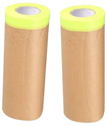 Comforight 2 Roll Masking Paper for Spraying, Pre Taped Masking Film, Masking Tape for Painting Furniture Decorating Floor 45cmx15m/18''x49ft