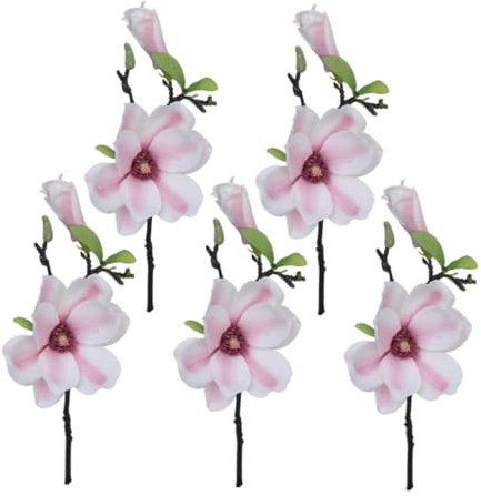 MAGICLULU Künstliche Magnolien 5er-Set Lebensechte Gefälschte Magnolien Für Zuhause Hochzeit Gartendekoration