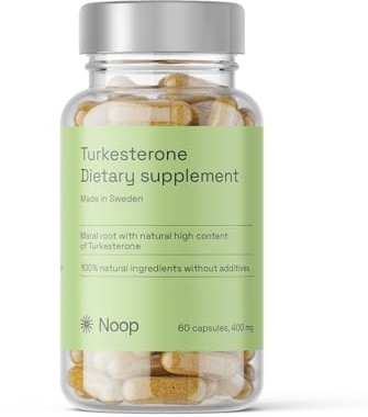 NOOP Turkesterone Hochdosiert - Natürliches Testosteron Unterstützung für Muskelaufbau bei sportlichen Männern, Made in Schweden, 400 mg und 60 Kapseln