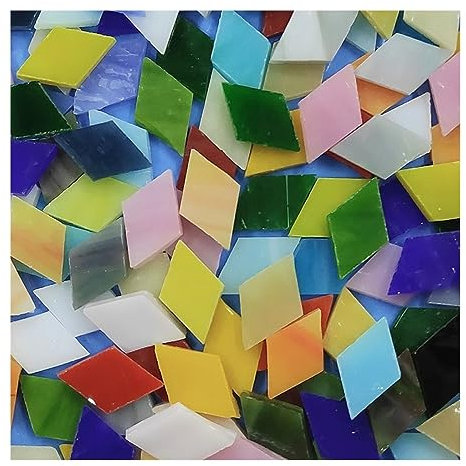 Mosaikfliesen Klarglas-Mosaik-Bastelmaterialien, 50 g/Beutel, DIY-Buntglasplatte, Diamant-Mosaik, Mosaik for selbstgemachte Handarbeit Glasfliesen(Color:Normal color mixing)