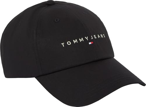 Tommy Jeans Uomo Cappellino Linear con Logo, Nero (Black), Taglia Unica