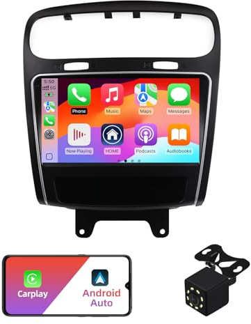 2+32G Android 12 Double Din Car Stereo for Dodge Journey 2011-2019 with 9 Inch Touchscreen Radio Built-in Wireless Carplay/Android Auto/GPS/Bluetooth/FM/AUX-in/SWC/Backup Camera