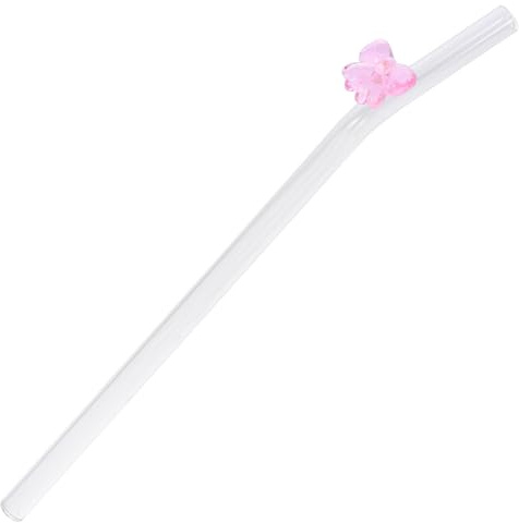 PRETYZOOM Wiederverwendbare Glasstrohhalme Mit Schleifen-Design 4 Stück Elegante Trinkhalme Für Cocktails Smoothies Und Säfte Spülmaschinenfest 18.8Cm