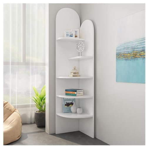 AMYSTY Corner Storage Shelf Corner Shelves 5-Tier Corner Shelf Thickened Board Corner Bookcase Corner Bookshelf Corner Display Rack For Home Office Corner Shelf Corner Stand Corner Display Rack(D)