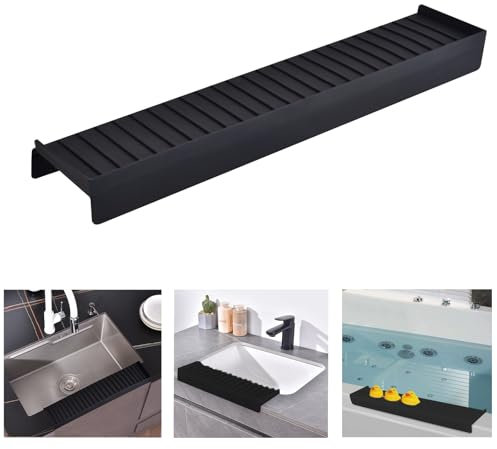 iAnomla Kitchen Sink Splash Guard, 20 51cm Silicone Sink Edge Protector, Stainless Steel, Granite, Quartz Countertop Protector, Sponge Holder Bathtub Splash Guard, Odor Free, Black