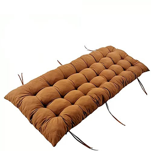 Braunes rutschfestes Bankkissen mit Gurten für Garten, Terrasse, Holzbank, dick und bequem, 175 x 53 x 8 cm