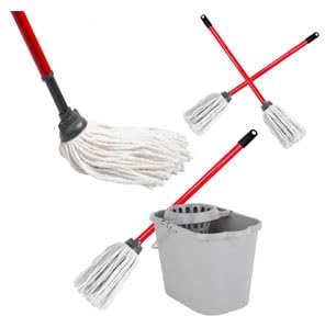 Home Office & Commercial Use Super Absorbent Cotton Floor Mop Head | With Handle For Cleaning Hard Floors