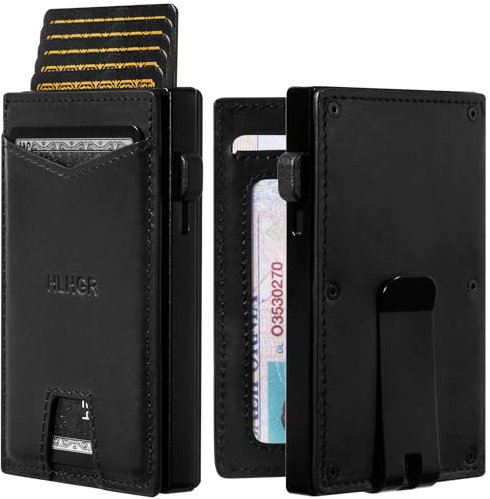 AirTag Geldbörse für Herren, echtes Leder, mit Airtag-Halter, schmal, RFID-blockierend, mit Geschenk-Box, Braun (Airtag nicht im Lieferumfang enthalten), Black-Crazy Horse Leder, Retro-minimalistisch
