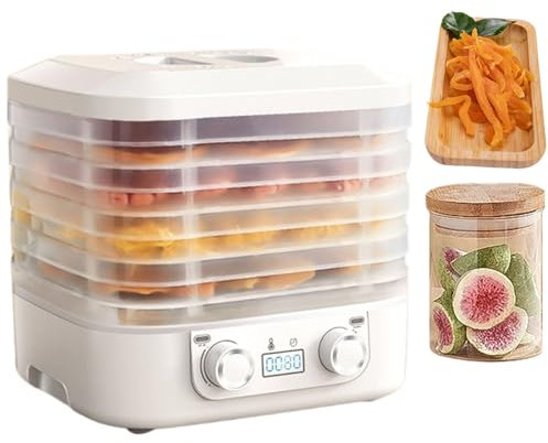 Fruit Dryer, 5-Tray Mini Electric Food Dehydrator, Detachable Tray Machine, 360° Hot Air Circulation Drying, Temperature Control Range 15-70°C, Suitable for Jerky, Meat, Fruit, Vegetable Snacks