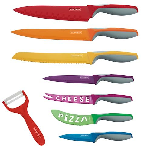 Corredocasa Set di Coltelli da Cucina 7 Pezzi in Acciaio Inox – Lame Affilate con Rivestimento Antibatterico e Antiaderente Manici Ergonomici Antiscivolo per una Presa Sicura Facili da Pulire