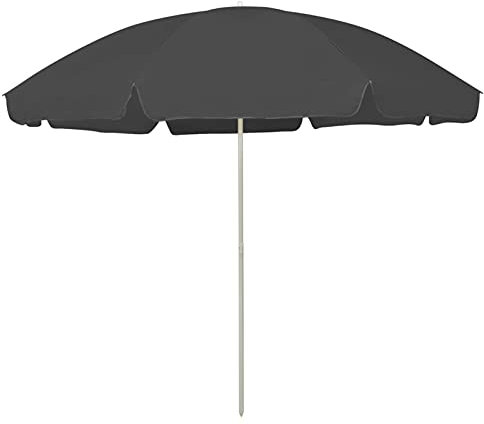 Brokky 314710 Beach Parasol Anthracite 300 cm Beach Umbrella, Beach Parasol, Water Repellent, U V Light Protection, Easy to Open and Close, Garden Outdoor Parasol