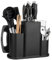 Ceppi Portacoltelli Vuoti, 4 in 1 Ceppo Coltelli da Cucina Universale, Blocco Porta Coltelli Quadrato, Ceppo Portacoltelli da Cucina, Bloque de Cuchillos Pratico, Soporte Cuchillos Cocina (Nero)