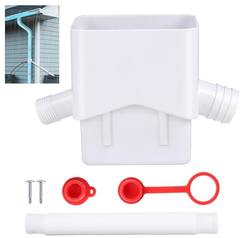 Downspout Diverter, Pathneer Rain Barrel Diverter Kit Fits for 3x4 Downspout, Rainwater Collection System with Dual Outlet Design and 5ft Extension Tube, Diverts Water into Rain Barrel