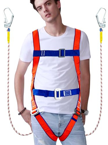 Kit de protection contre les chutes avec harnais de sécurité | Harnais corporel complet de travail de haute résistance | Équipement avec design ergonomique et corde de sécurité absorbant les chocs