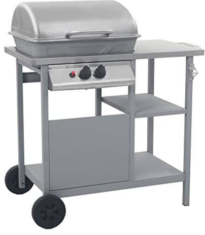 Cuisine et salle à manger - Appareils de cuisine - Grils d'extérieur - Barbecue à gaz avec table d'appoint à 3 couches - Noir et argent