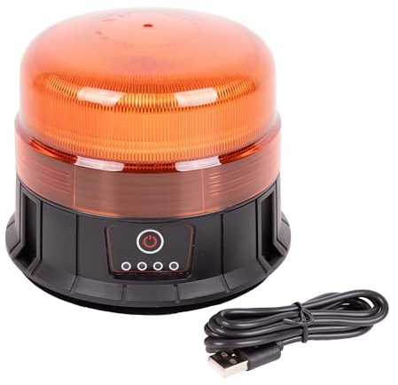 Cofan Luz Giratoria LED Ámbar con 39 SMD | Recargable por USB-C | Imán Fuerte | 7h de Autonomía | IP66 | Para Vehículos Industriales y Agrícolas