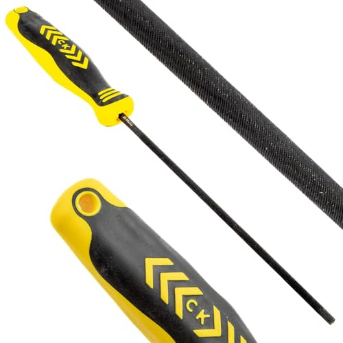 C.K Tools Chainsaw File 175mm 5.5mm Round Second Cut, High Carbon Black Oxide Steel, Ergonomic Two Component Grip, Secure Tang Bond, Lanyard Compatible, Chainsaw Sharpening, Forestry Use, CK T0079A 55