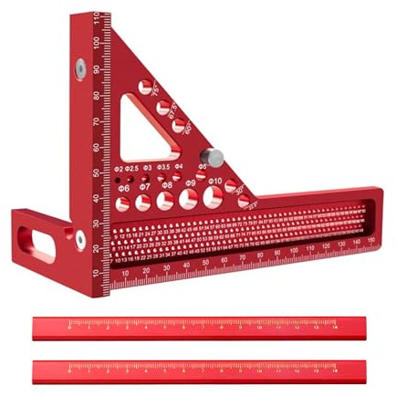 3D Multi Angle Measuring Ruler, Metric Aluminum Alloy 22.5-90 Degree Woodworking Square Scribing High Precision Measuring Tools with 2 Woodworking pencil, for Engineers, Carpenters, Construction Use | Metric Aluminum Alloy 22.5-90 Degree Woodworking Square Scribing, High Precision Measuring Tools for Construction Use