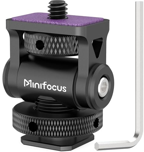 MINIFOCUS Kameramonitorhalterung mit Blitzschuh, 1/4-Schraube für 5- und 7-Feldmonitore, um 360° drehbar und um 160° neigbar Halterung für Kamerahandy-Käfig LED-Videoleuchte