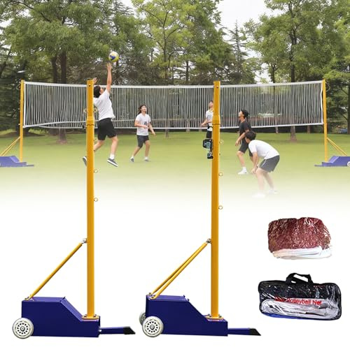 Volleyball-Netzstangen, Freistehende Badminton-Pfosten Mit ° Drehbarem Universalrad Und Mechanischer Riemenscheiben-Befestigungsvorrichtung, for Backyard Beach Grass