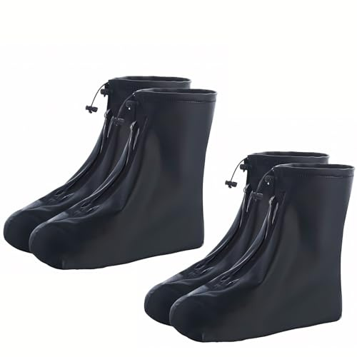 Ockyunoo 2 Paia Impermeabile Copriscarpe, Copriscarpe Riutilizzabili, Pioggia Stivali Zip Scarpe Pioggia Scarpe, Copri Scarpe per Pioggia Donna Uomo, per pioggia, Giorno Della Neve, Taglia (L)