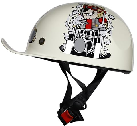 Caschi Per Bambini, Casco Da Moto Vintage, Casco Da Baseball Vintage Con Mezza Calotta Per Ragazzi E Ragazze, Casco Da Ciclomotore, Cruiser E Scooter 3,L(53-54CM)