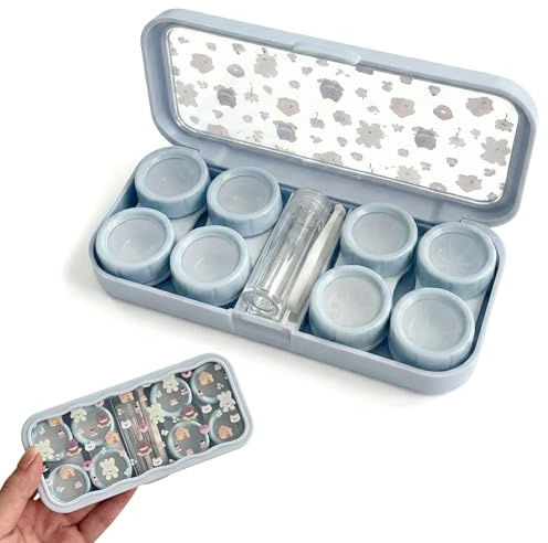 Estuche Lentillas, Portalentillas, Recipiente para Lentes de Contacto, Porta Lentes de Contacto de Viaje, Para Viajes a Domicilio, 4 Estuches Guardar Lentes Contacto y 1 Dispositivo Insertar Lentes