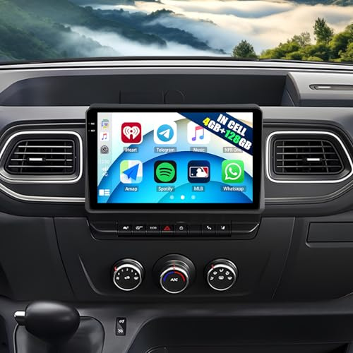 CAMECHO 4G+128G Android Car Stereo for Renault Master 2019-2022 with Wireless Carplay Android Auto, 10 Inch Incell 1280 * 720 Touch Screen Car Radio with Bluetooth 5.0 GPS RDS FM Backup Camera