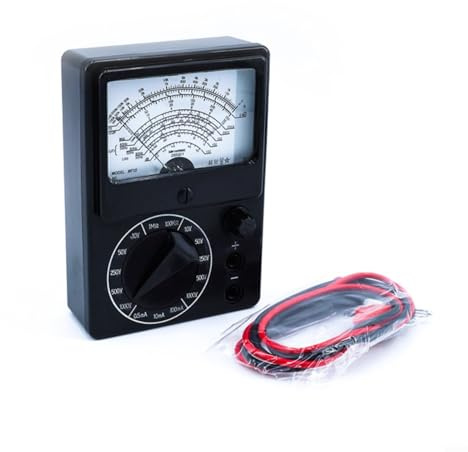 Zeroupshop MF15 Multimètre analogique de poche, compteur mécanique de tension et de résistance avec 15 plages, boîtier ABS compact pour réparation électronique et tests électriques à la maison, les