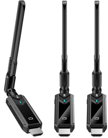 BDFFLY Trasmettitore HDMI Wireless e 2 Ricevitori, 1080P Supporto 1 TX fino a 6 RX, Streaming Video HD da Laptop/Fotocamera/TV a HDTV/Monitor/Proiettore