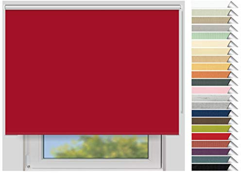 EFIXS Thermorollo Maxi - 32 mm Welle - Breiten: 60-240 cm - Höhen bis 240 cm - Hier: 220 cm x 190 cm (Stoffbreite x Höhe) - rot (068) - Hitzeschutzrollo - Verdunklungsrollo