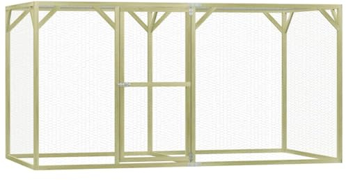 vidaXL Kiefernholz Imprägniert Hühnerkäfig Hühnerstall Hühnerhaus Geflügelstall Freilaufgehege Hühnervoliere Kaninchenstall Freilauf 1,5x3x1,5m
