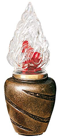 REAL VOTIVA FONDERIE D'ARTE Lampe en Bronze pour Pierres tombales - Finition Glitter - Ligne Amphora (19 cm, Murale) [P.04.1408/19]
